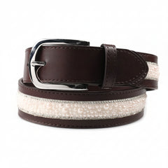 Elegant Equestrian Belt - Havana Brown Wide Pearl