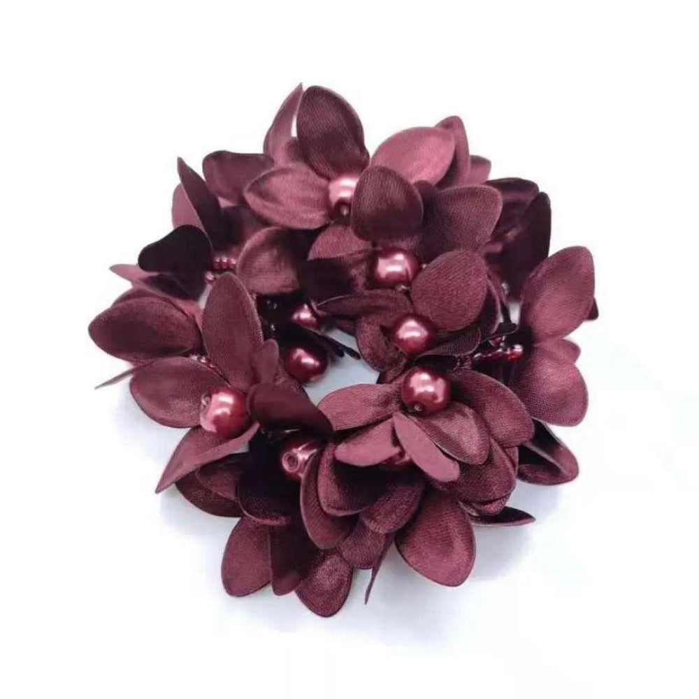 Flower Bead Bun Scrunchie