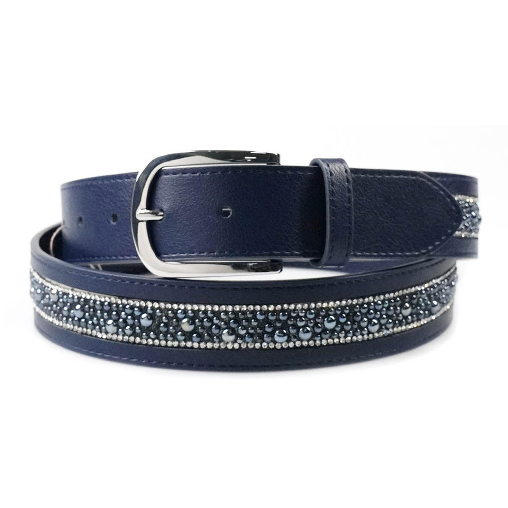 Elegant Equestrian Belt - Navy Wide Pearl