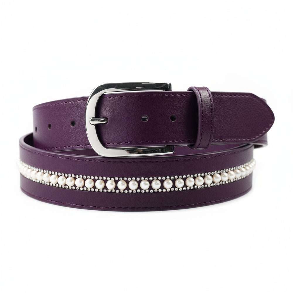 Elegant Equestrian Belt - Dark Purple Pearl