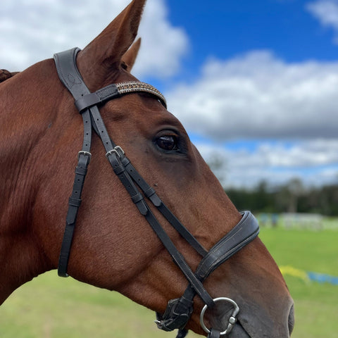 Brown Leather Amber Crystal Browband