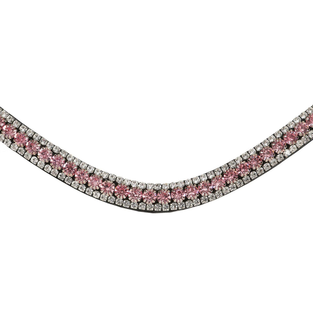 Lumiere Equestrian Baby Pink Crystal Browband - Black Leather