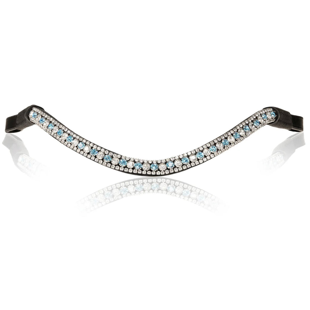 Decorative browband with light blue crystals on a white background