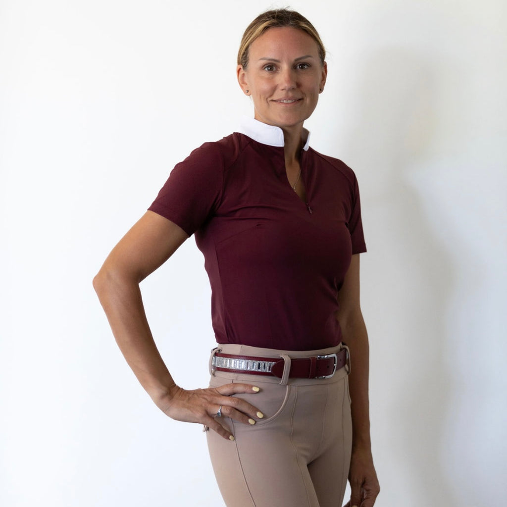 Burgundy short sleeve competition shirt