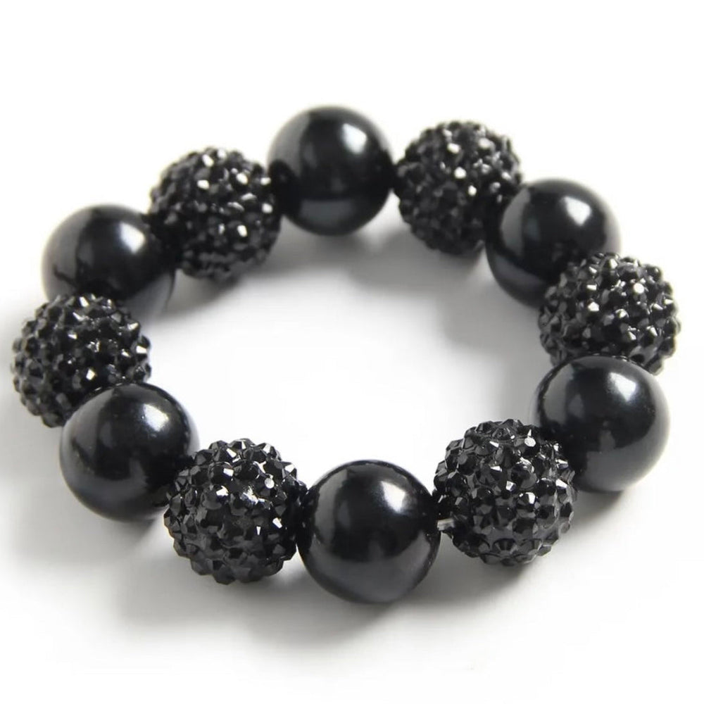 Jumbo Black Pearl Rhinestone Hair Tie