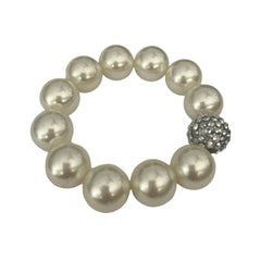 Jumbo Ivory Pearl Rhinestone Hair Tie