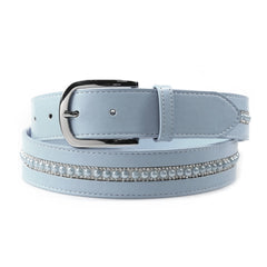 Elegant Equestrian Belt - Pale Blue Pearl