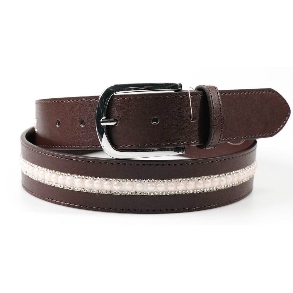 Elegant Equestrian Belt - Havana Brown Pearl