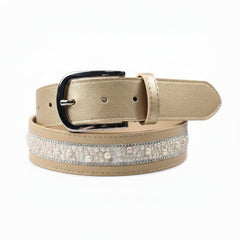 Elegant Equestrian Belt - Gold Wide Pearl