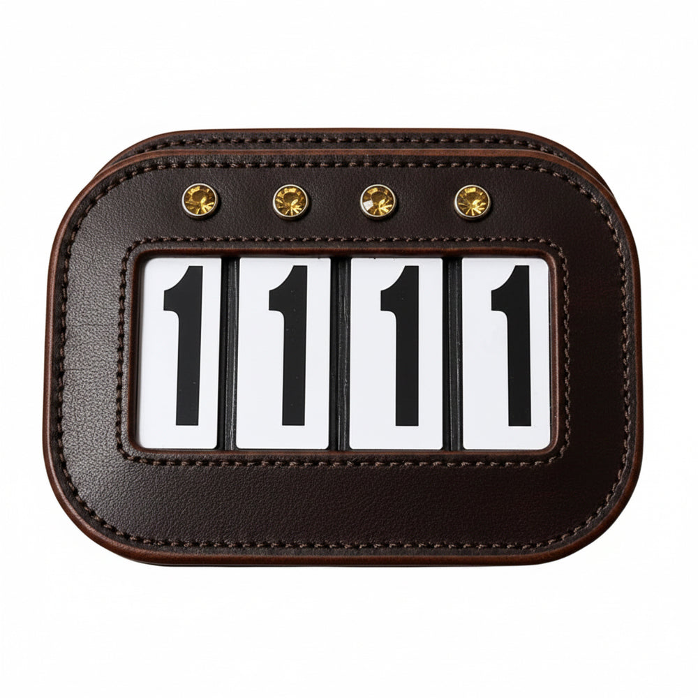 HAVANNA BROWN Leather Saddle Pad Number Holders - 4 number PAIR (TWO)