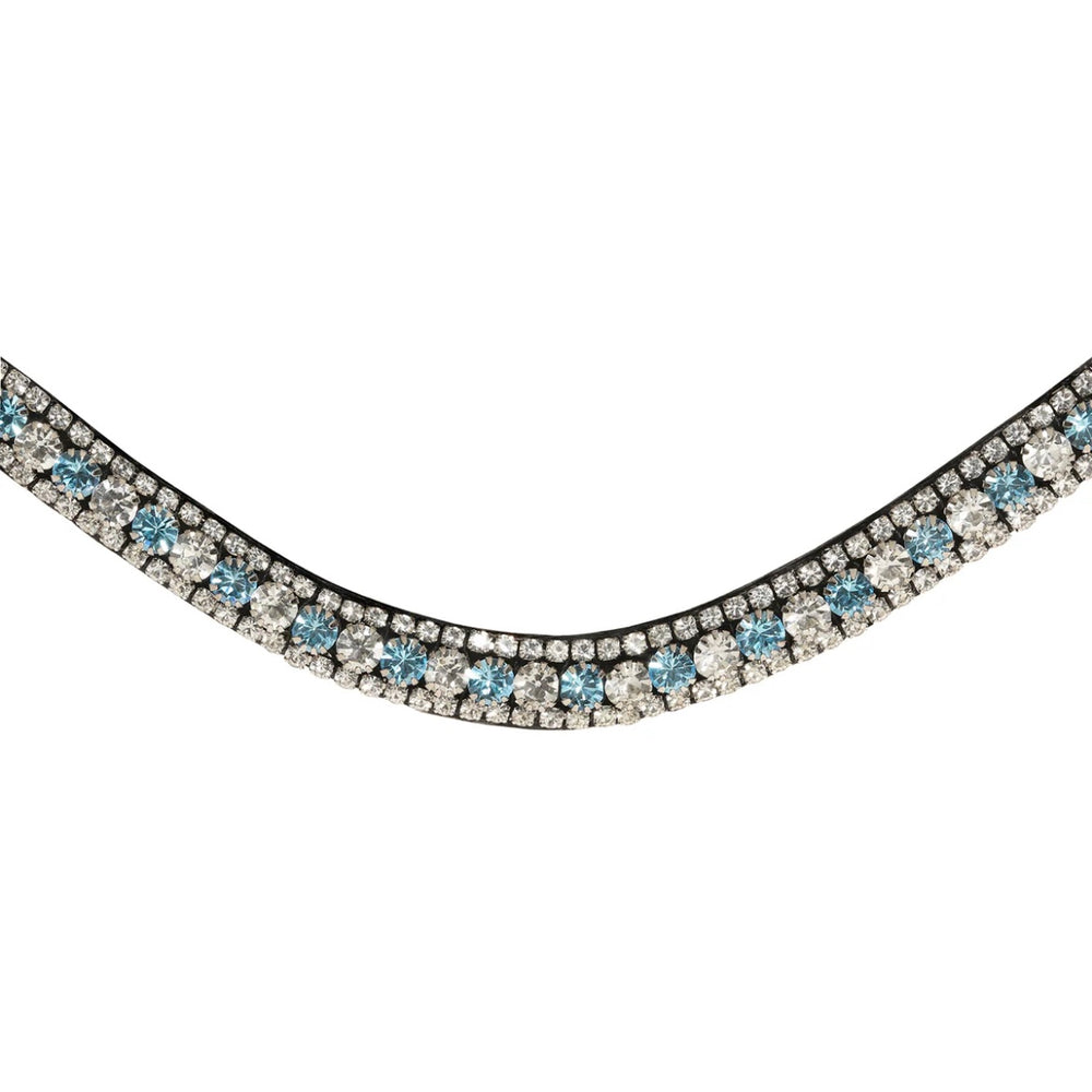 Lumiere Equestrian Baby Blue Crystal Browband - Black Leather