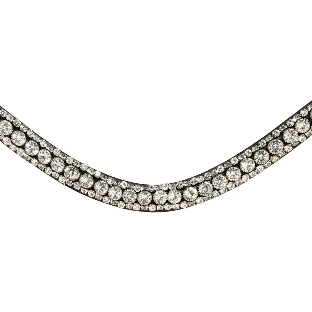 Lumiere Equestrian Solitaire Crystal Browband - Black Leather