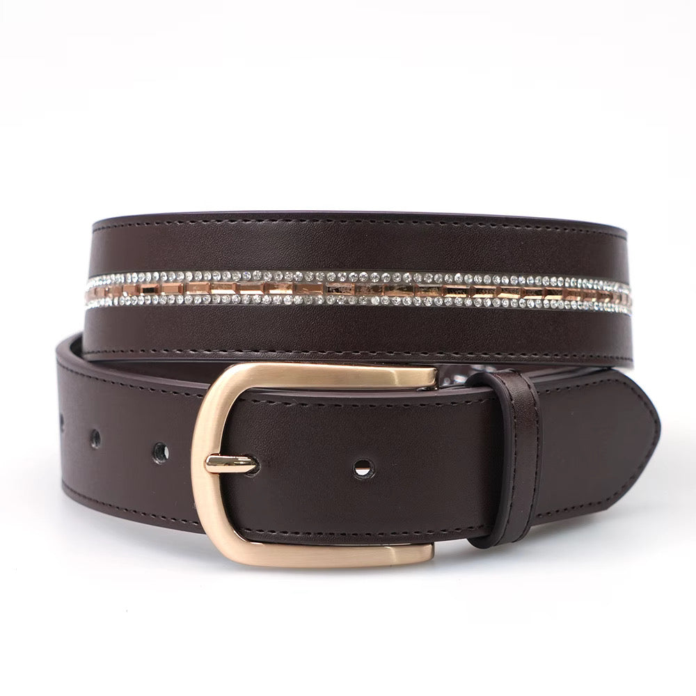Limited Edition Equestrian Belt - Chocolate Crystal Gold