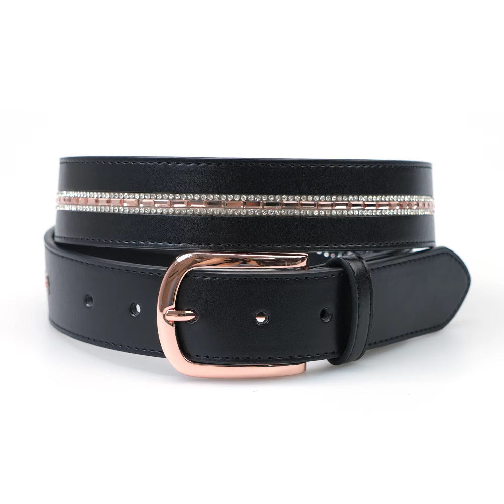 Limited Edition Equestrian Belt - Nero Black Crystal Rose