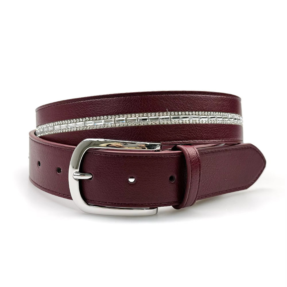 Limited Edition Equestrian Belt - Burgundy Crystal Clear