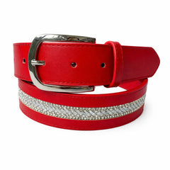 Elegant Equestrian Belt - Cherry Red Crystal