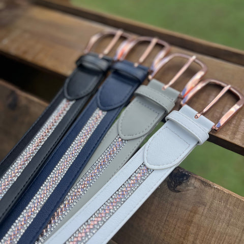 Elegant Leather Belt - Navy Rose Gold