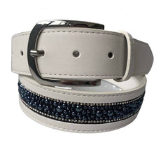 Elegant Equestrian Belt - White Navy Wide Pearl