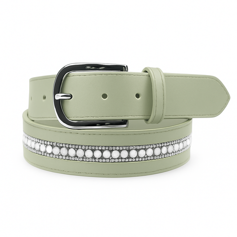 Elegant Leather Belt - Pistachio