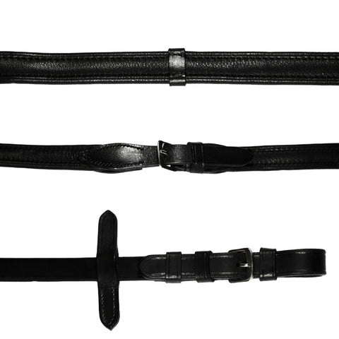 Lumiere Equestrian Padded (Flat) Nappa Brown Leather Reins (Silver Fittings)