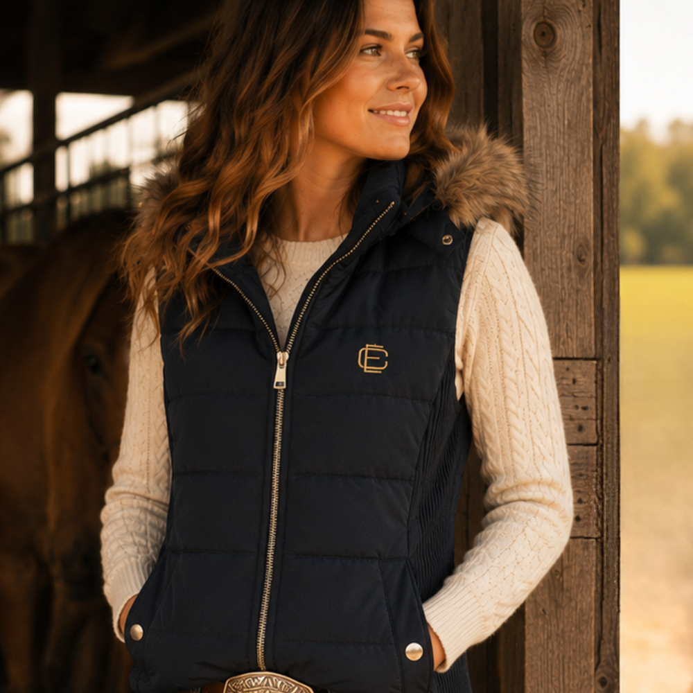 Equestrian Puffer Vest in Midnight