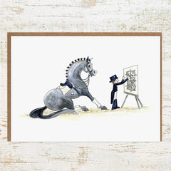 Halt At X - Dressage Horse Equestrian Greeting Card by Pony Nut Gifts