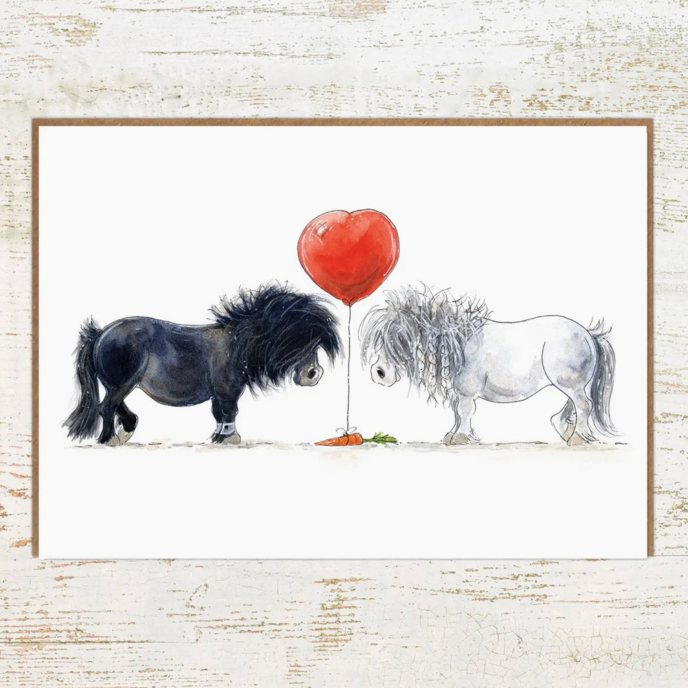 One Heart - Anniversary, Wedding, Valentines Horse Card by Pony Nut Gifts