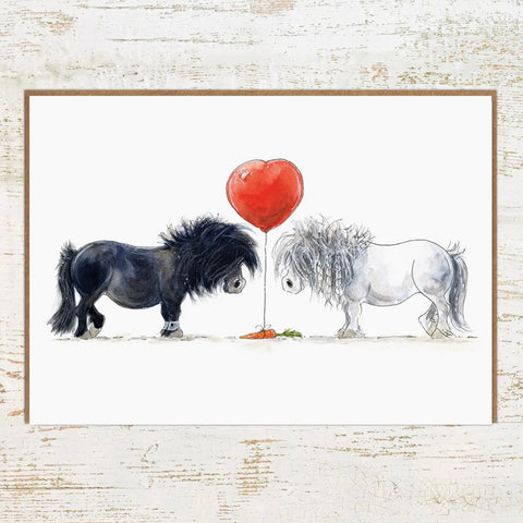 One Heart - Anniversary, Wedding, Valentines Horse Card by Pony Nut Gifts