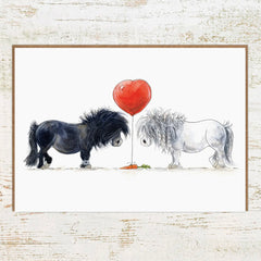 One Heart - Anniversary, Wedding, Valentines Horse Card by Pony Nut Gifts