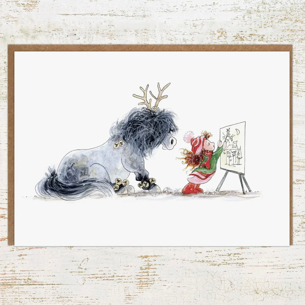 Santa's Helper - Pony Christmas Card Holiday Greetings by Pony Nut Gifts