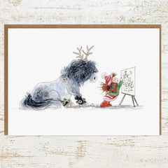 Santa's Helper - Pony Christmas Card Holiday Greetings by Pony Nut Gifts