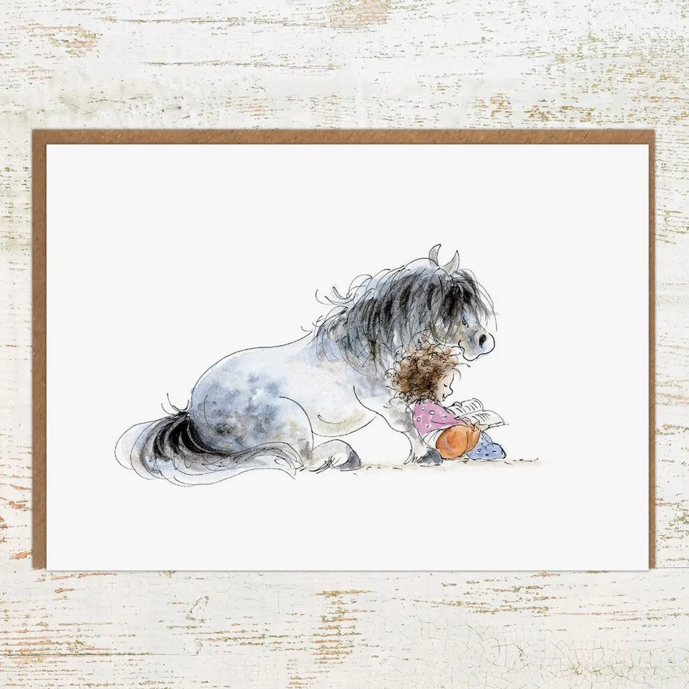Storytime - Pony and Child Greeting Card / Birthday Card by Pony Nut Gifts