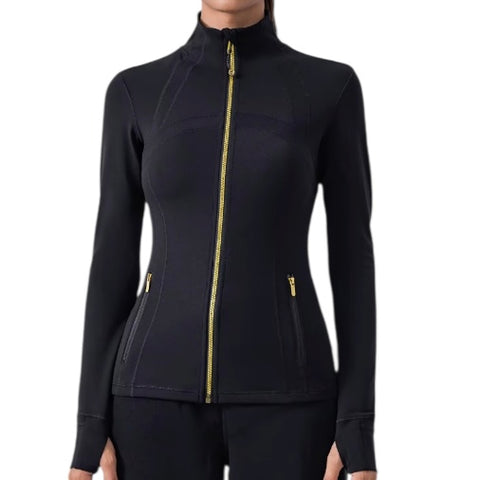 Technical Equestrian Jacket in Black with Gold