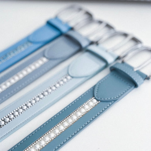 Elegant Leather Belt - Duck Egg Blue Pearl