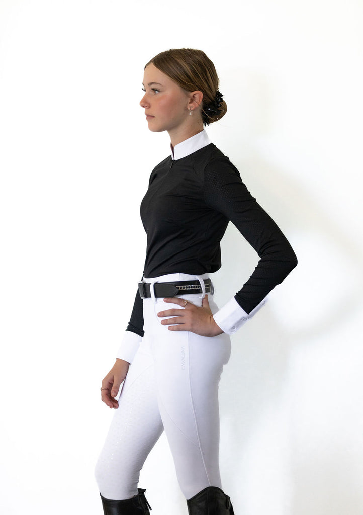 Long-sleeve-black-horse-riding-competition-shirt-side