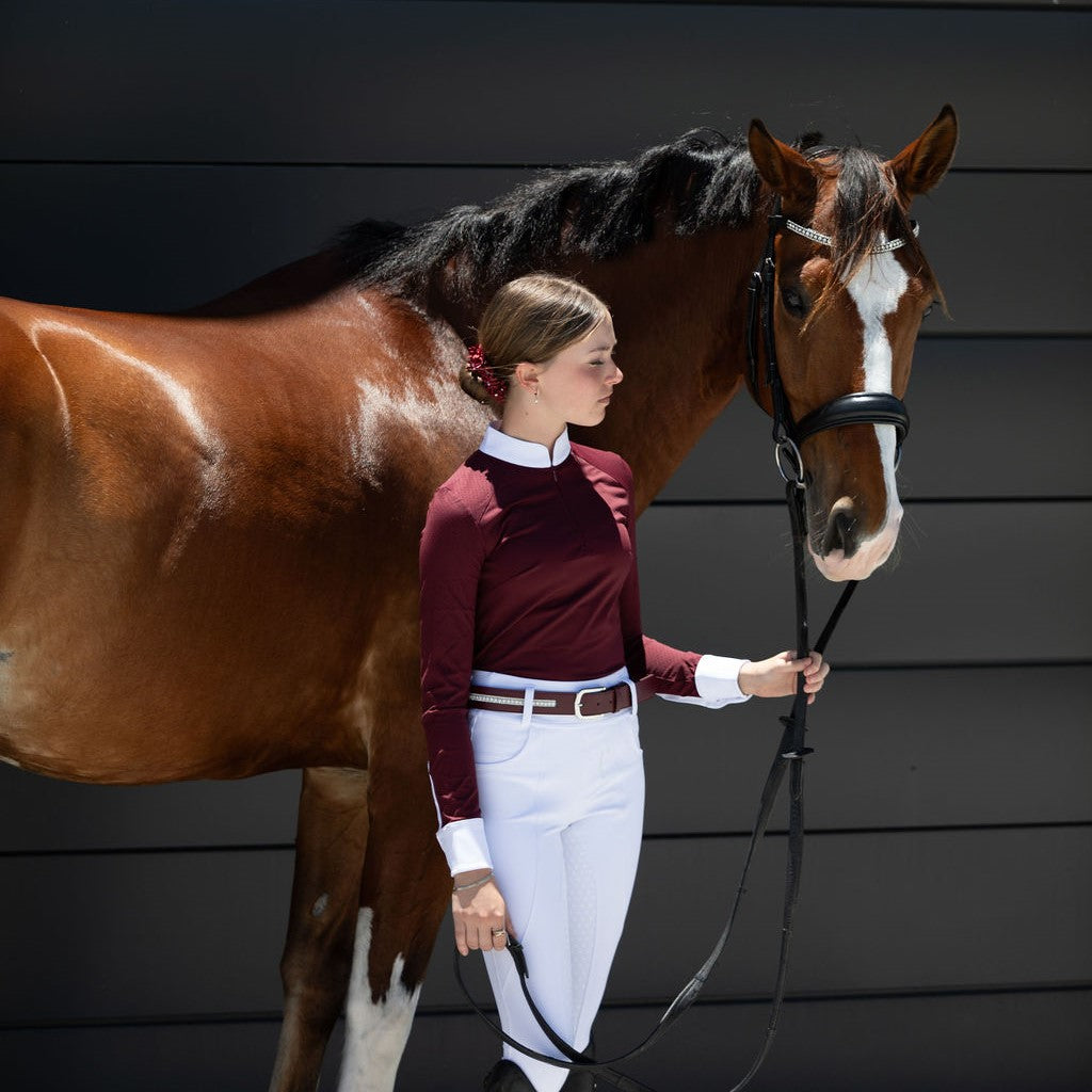 Competition Shirt Long Sleeve Maroon – Cavaleira Equestrian