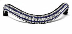 Blue Crystal Browband Pony Black Leather
