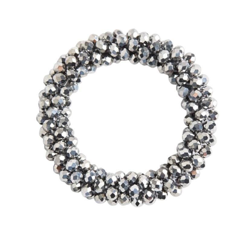 Silver crystal hair tie