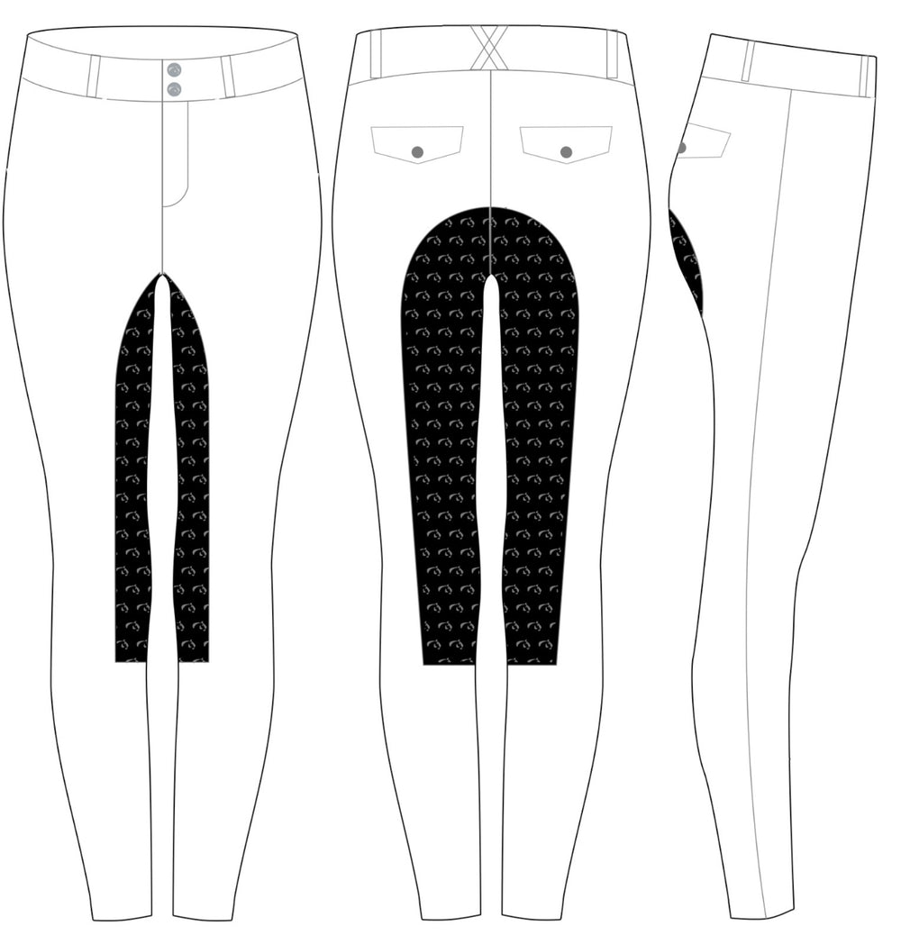 Interschool Performance Tights White with Black Seat Pre order