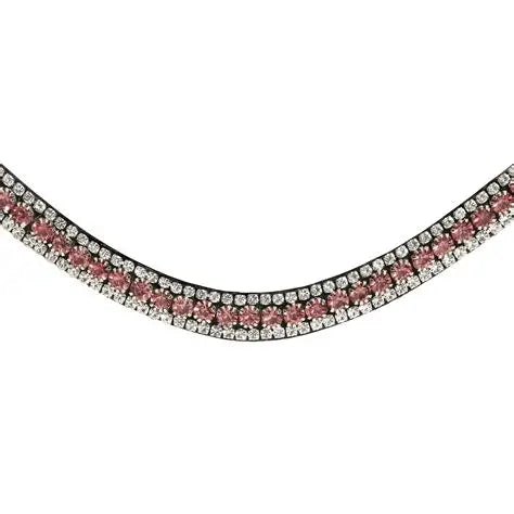 Lumi Pony Champagne Crystal Browband - Black Leather