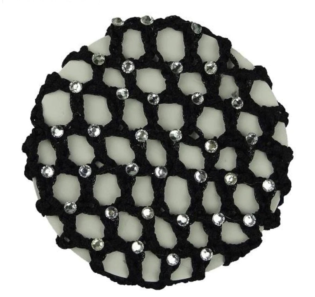 black crocheted bun cover diamante bun cover
